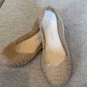 Mini Melissa girls Jelly Ballet Flats in sparkle gold / Neutral Beige